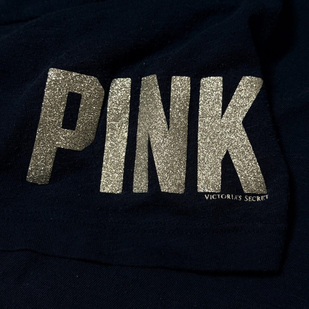 PINK Victoria's Secret Navy Womens Seattle Glitter & Stud Tee - Picture 4 of 7